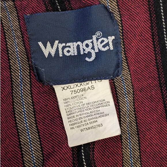 Wrangler Western Pearl Snap Shirt Mens XXL Long Sleeve Burgundy Cowboy Rodeo - Picture 2 of 13